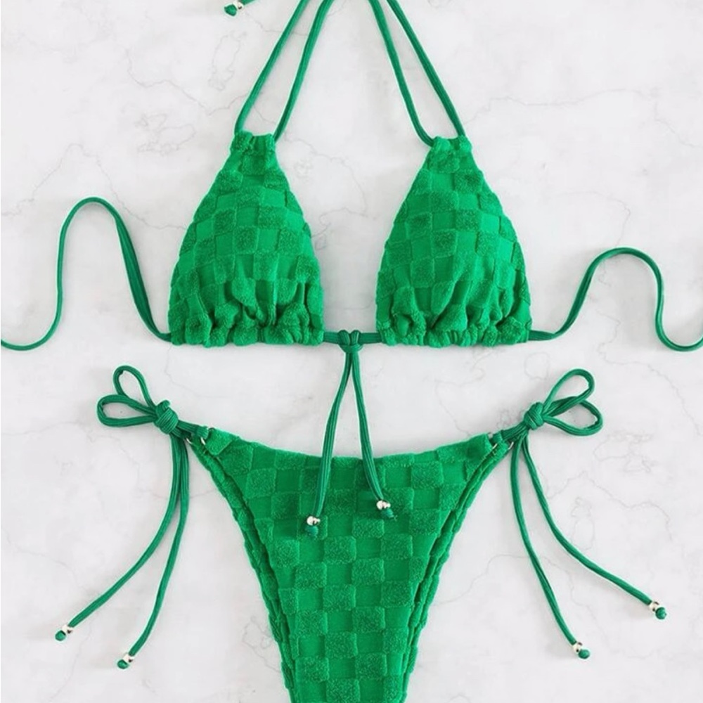 Bright, green, bikini, cheeky bottoms
